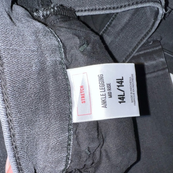 Express Mid Rise Black Striped Distressed Stretch Jean Ankle Leggings - Picture 3 of 4